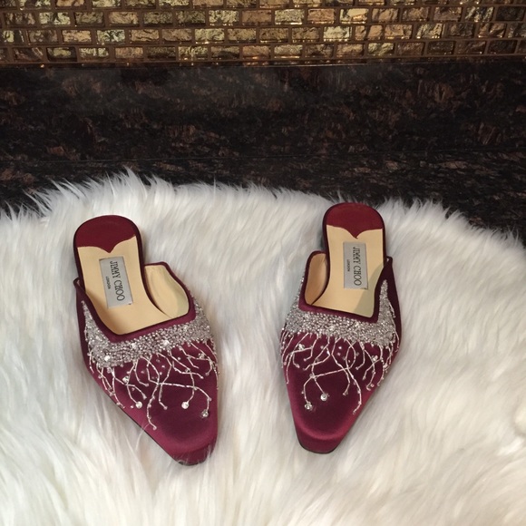 *Jimmy Choo Embroidered Satin Sequin Mule - Picture 1 of 8
